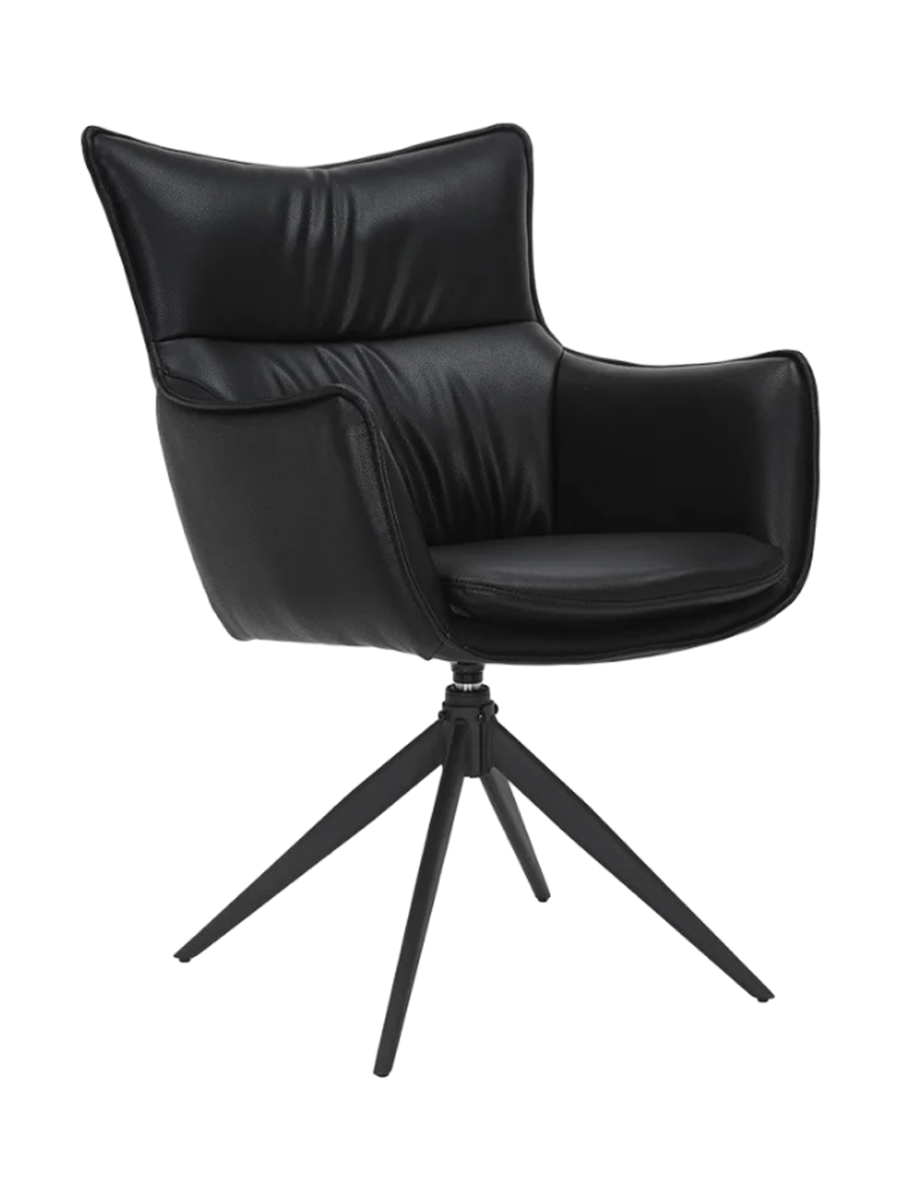 
Sedia di design girevole a 360° «Mileys» con braccioli - Ecopelle Nera