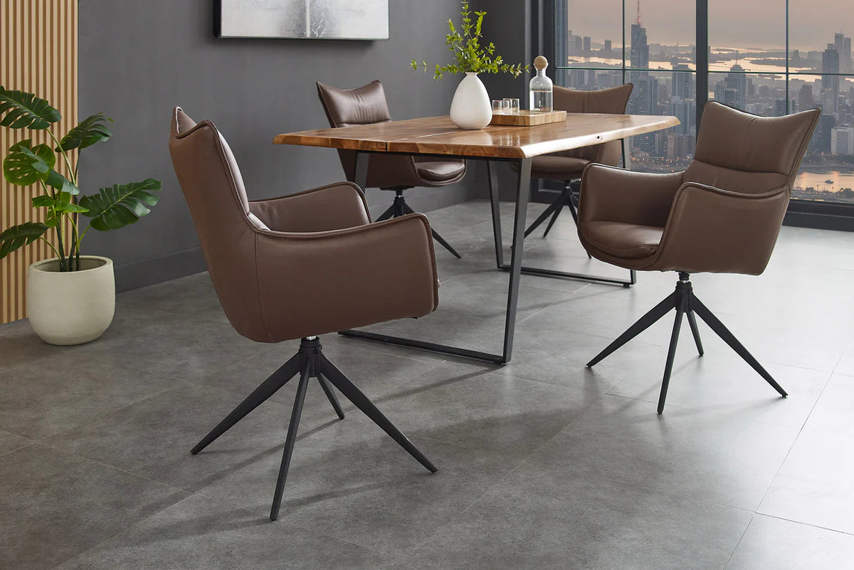 
Sedia di design girevole a 360° «Mileys» con braccioli - Ecologia sintetica Marrone