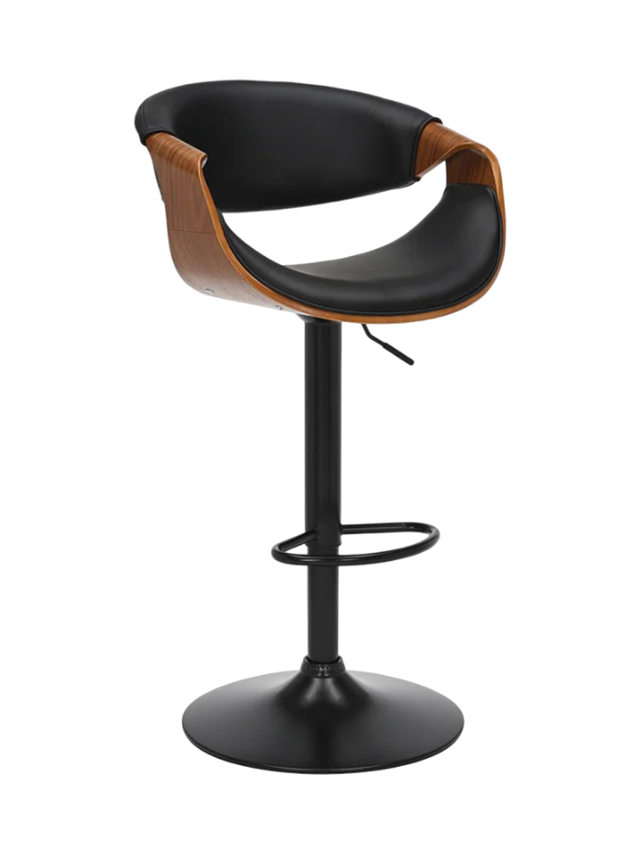 
Tabouret de bar design « Milenko » avec accoudoirs - Noyer/Noir