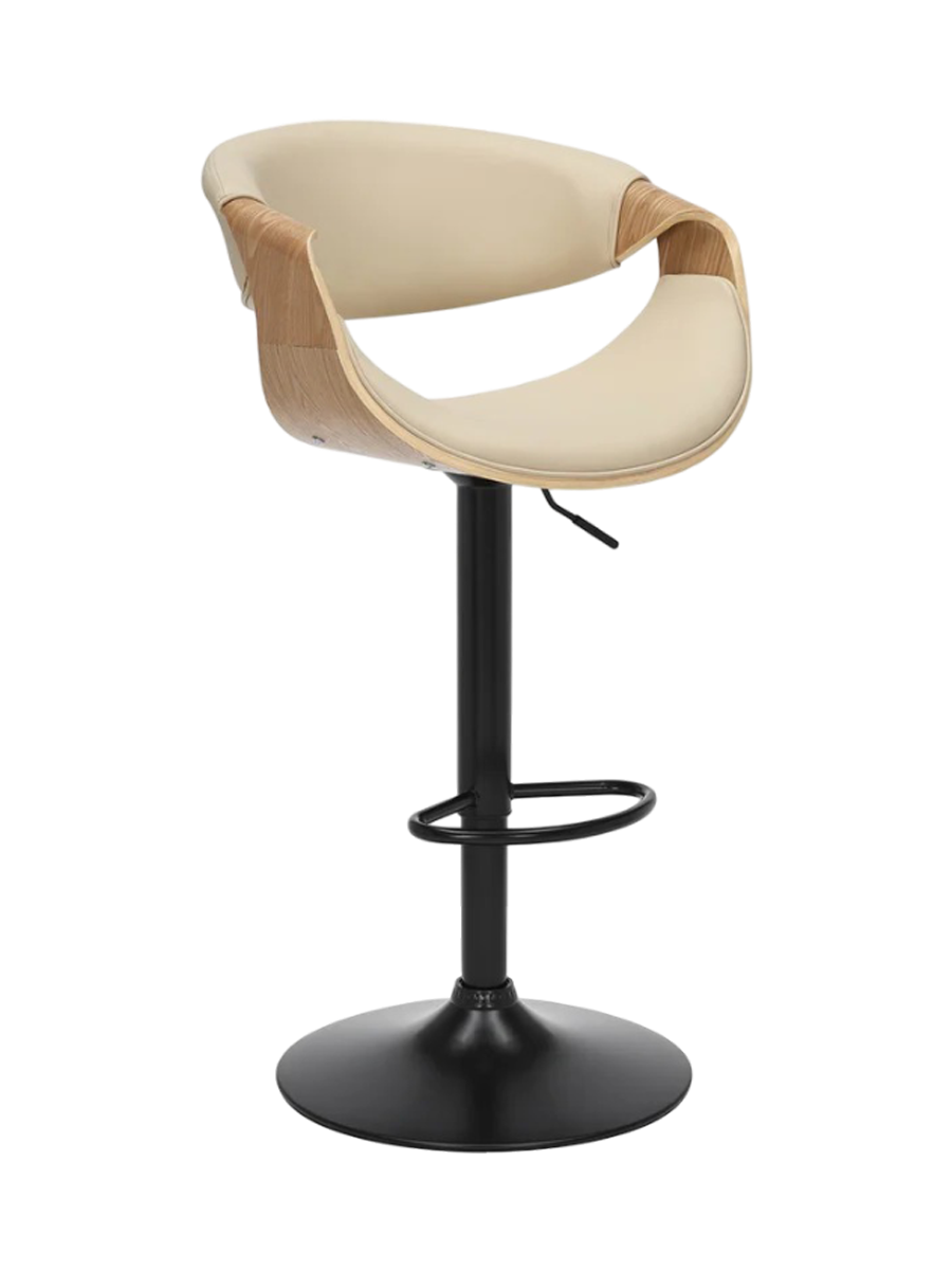 
Tabouret de bar design « Milenko » avec accoudoirs - Naturel/Beige