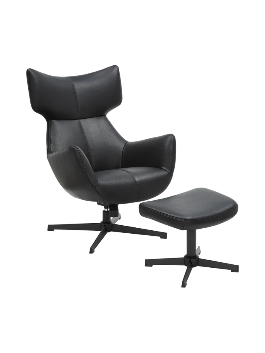 
Fauteuil design pivotant à 360° « Mileys » - Sans repose-pieds / Similicuir Noir