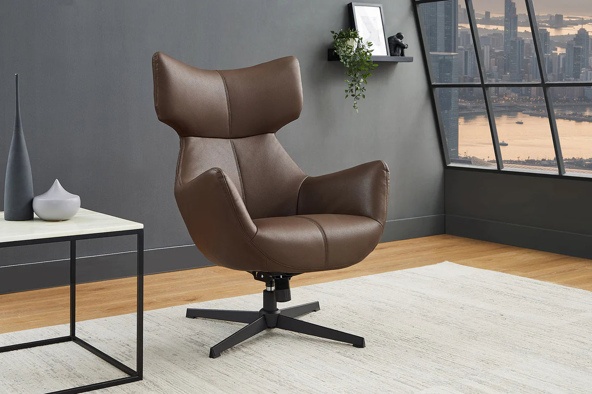 
Fauteuil design pivotant à 360° « Mileys » - Sans repose-pieds / Similicuir marron