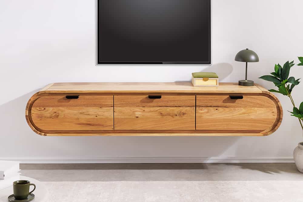 
Massivholz Lowboard „Organic“ für die Wandmontage - Natural