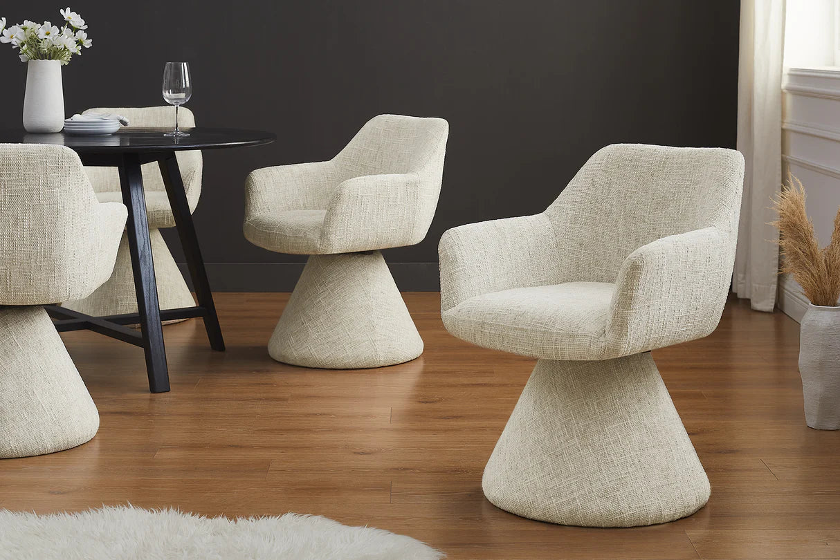 
Swivel Design Chair "Ambiendo" - Chenille Light Beige