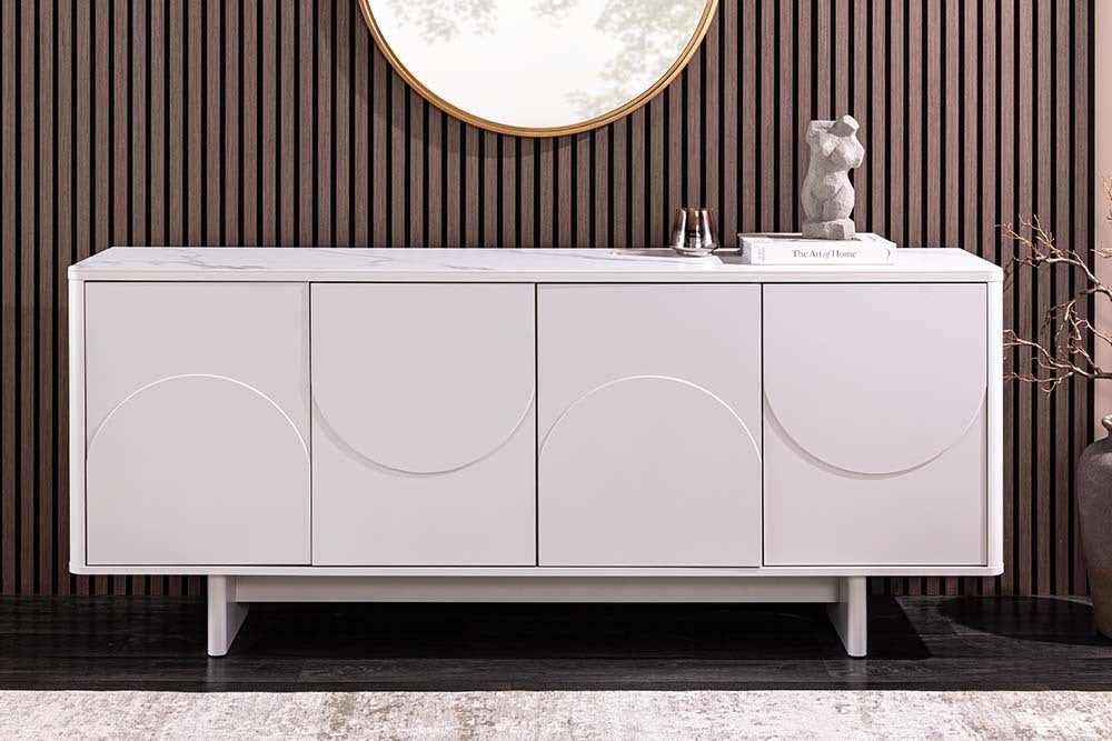 
Design Sideboard „Savoy“ mit Keramikplatte - Weiss