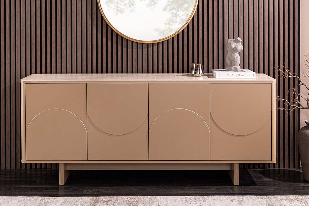 
Design Sideboard „Savoy“ mit Keramikplatte - Travertin