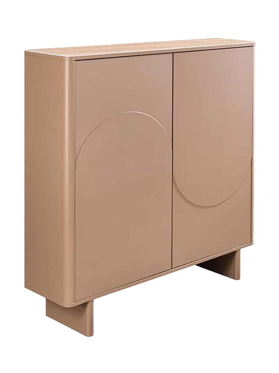 
Design Highboard „Savoy“ mit Keramikplatte - Travertin