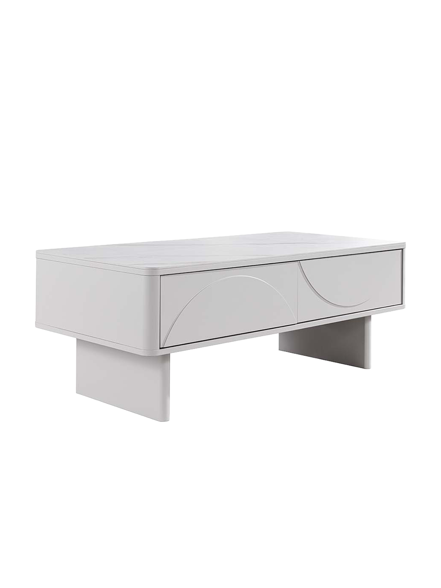 
Designer Coffee Table "Savoy" with Ceramic Tabletop - White