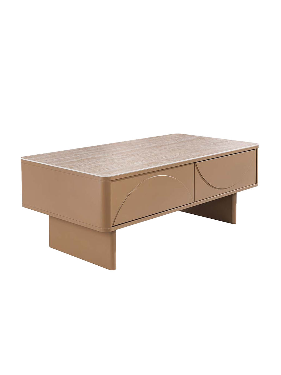 
Designer Coffee Table "Savoy" with Ceramic Tabletop - Travertine