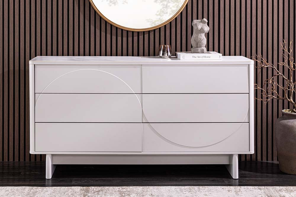
"Savoy" designer chest of drawers with ceramic top - White
