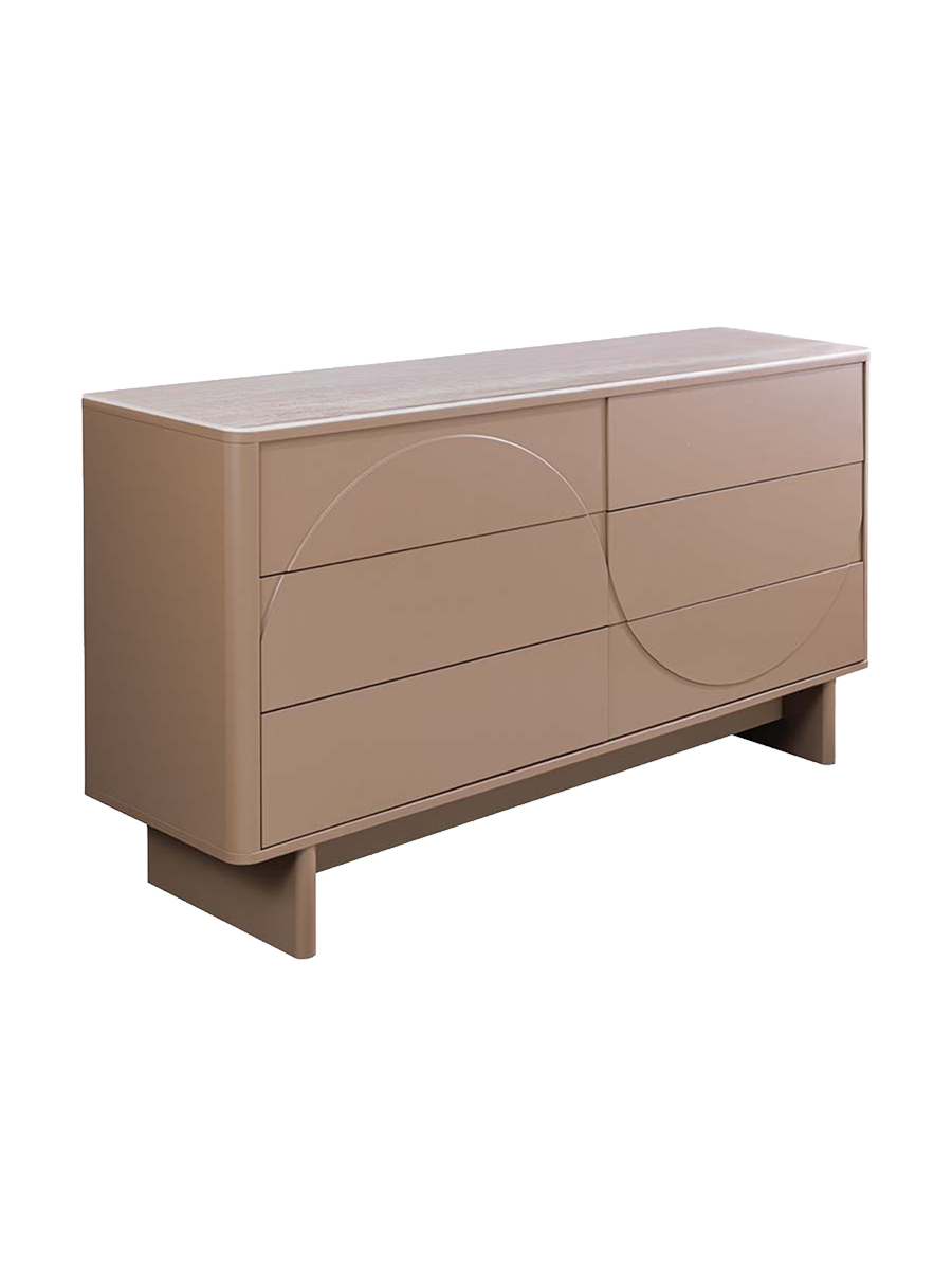 
"Savoy" designer chest of drawers with ceramic top - Travertine