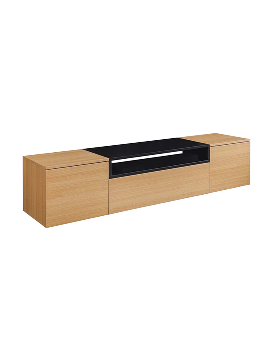 
Lowboard mural design « Loft », différentes tailles - Chêne naturel, Noir / 160 x 40 cm