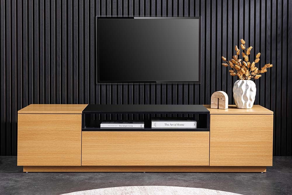 
Meuble bas design « Loft » - Chêne naturel, Noir