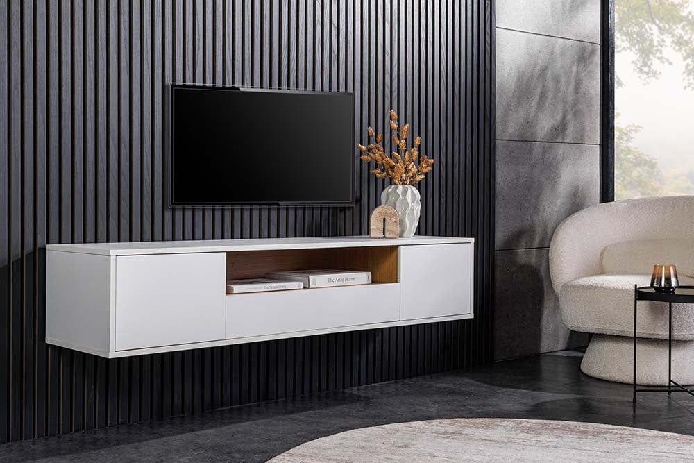 
Lowboard mural design « Loft », différentes tailles - Blanc / 150 x 40 cm