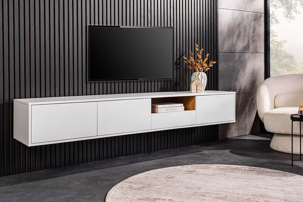 
Lowboard mural design « Loft », différentes tailles - Blanc / 200 x 40 cm