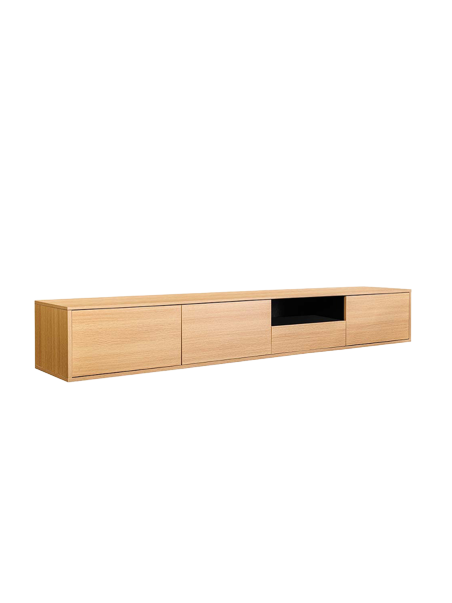 
Lowboard mural design « Loft », différentes tailles - Chêne naturel, Noir / 200 x 40 cm