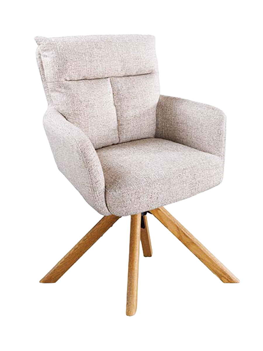 
Poltrona girevole a 360° con braccioli “Nevito” - Champagne
