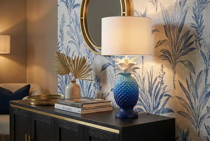 
"Pineapple" Designer Table Lamp - Blue, White