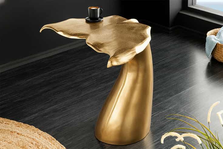 
Designer Side Table "Wildlife Whale Fin" - Gold