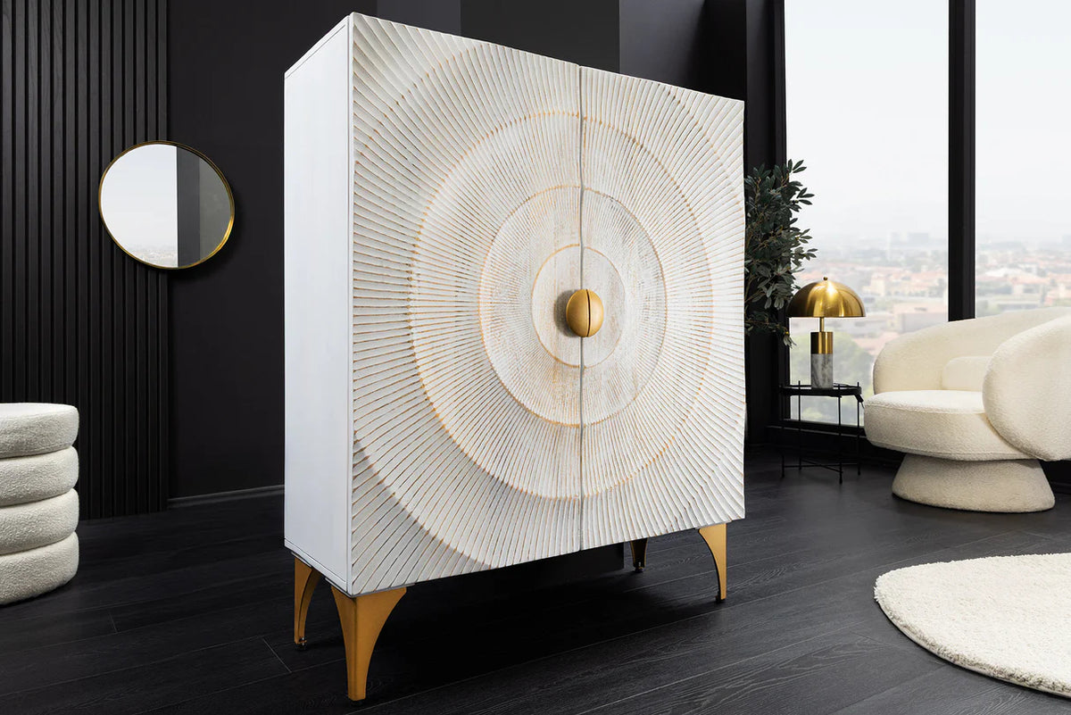 
Massivholz Design Highboard „Brilliant Sunset“ - Weiss