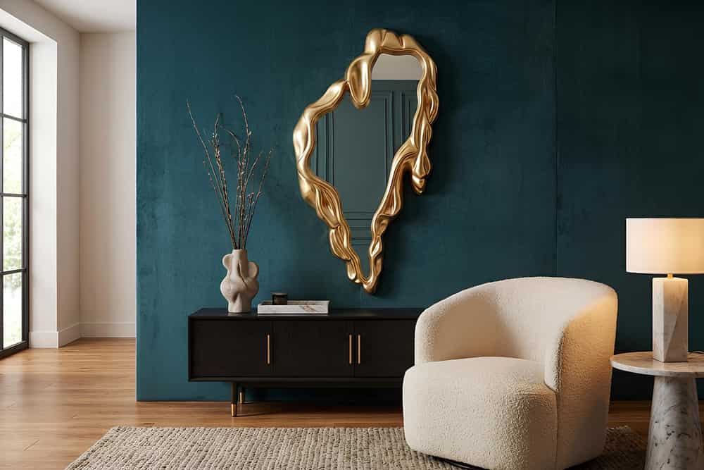 
Miroir mural design « Fluidum » - Or