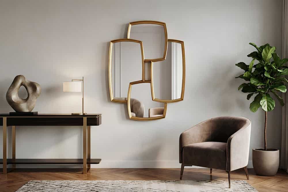 
Design Wandspiegel „Quadra“ - Gold