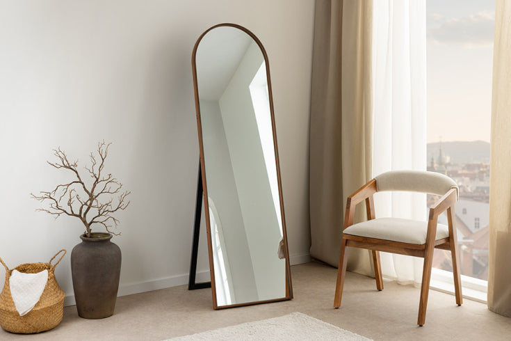 
Design Floor Mirror "Portrait Wood" - Nut tree