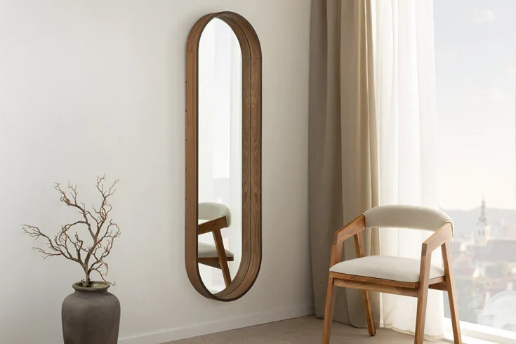 
"Portrait Wood" Design Wall Mirror - Nut tree