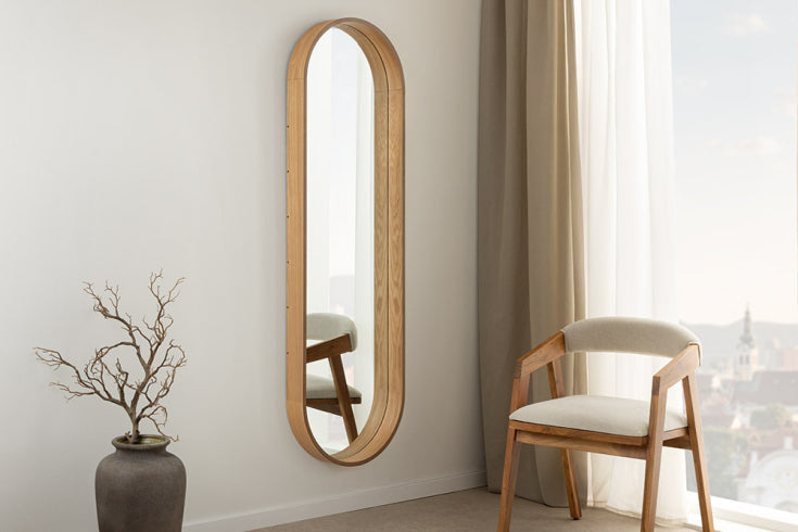 
"Portrait Wood" Design Wall Mirror - Natural Oak