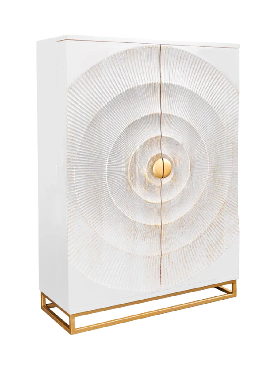 
Massivholz Design Barschrank „Brilliant Sunset“ - Weiss