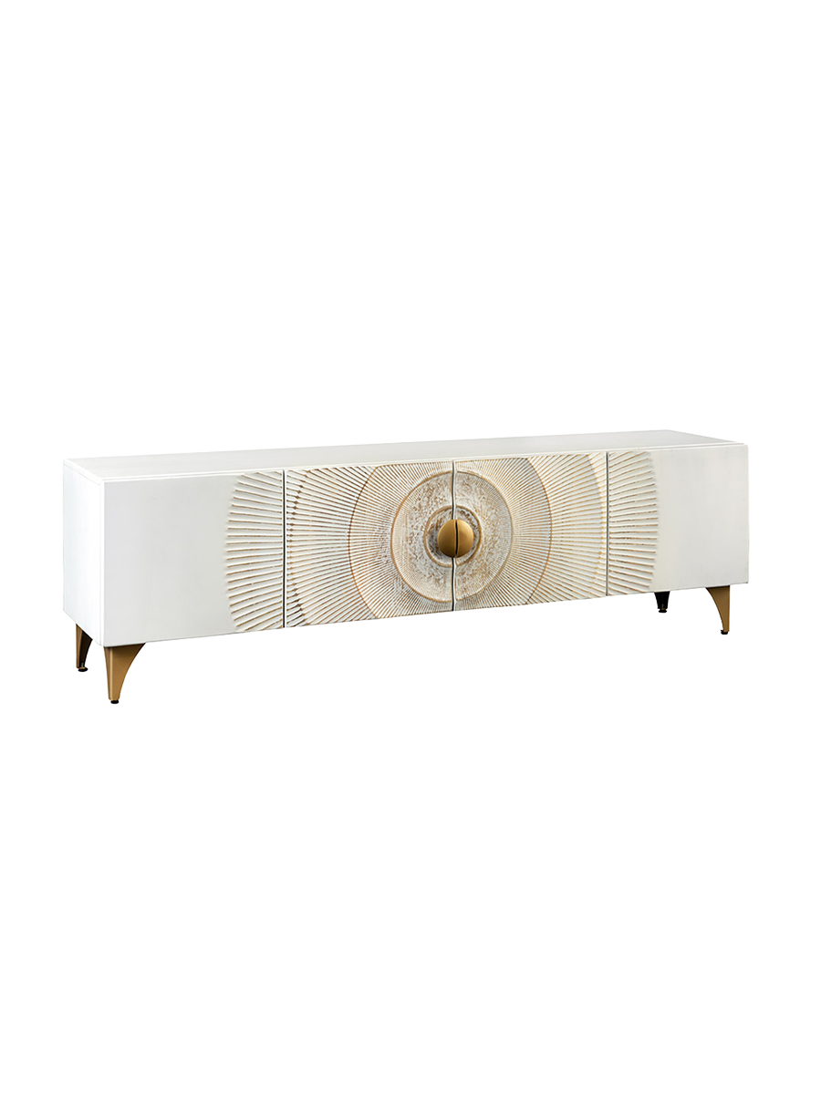 
Lowboard design en bois massif « Brilliant Sunset » - Blanc