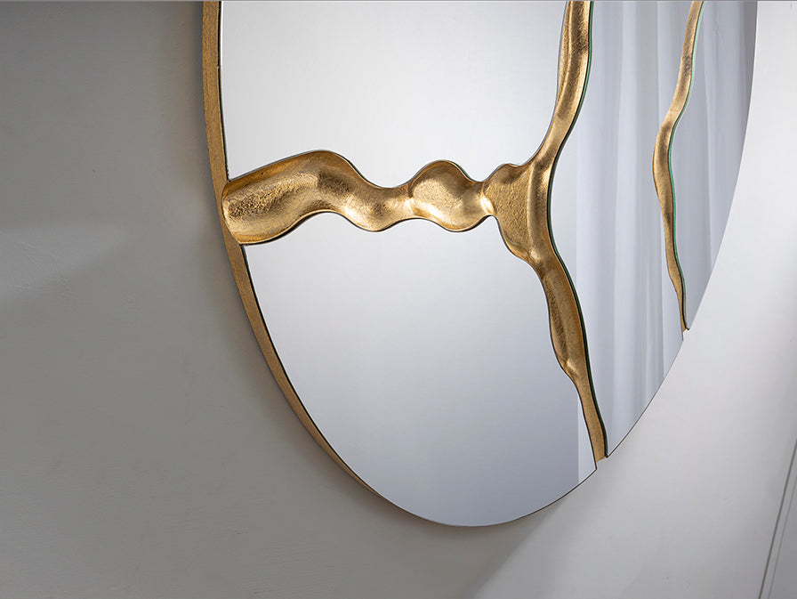 
Specchio rotondo da parete di design “Surcus” - Oro