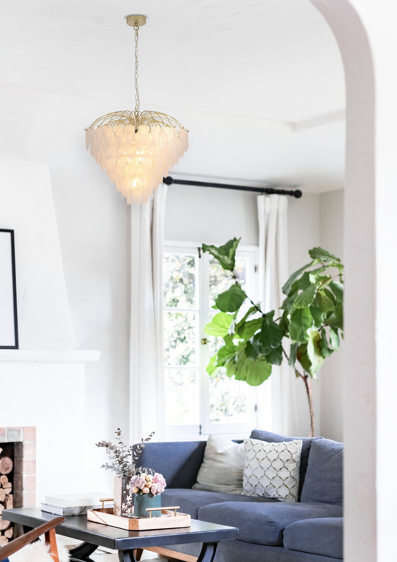 
Suspension lumineuse de luxe "Feather" - 10 flammes