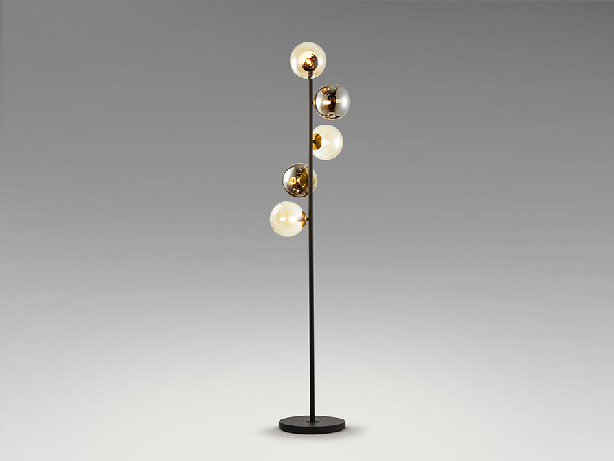 
Lampada da terra di design a LED «Inoa», a 5 luci - Vetro fumé / Ambra