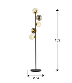 
Lampada da terra di design a LED «Inoa», a 5 luci - Vetro fumé / Ambra