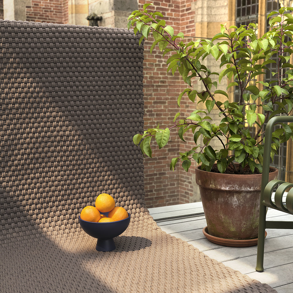 
Handgewebter In-/Outdoor Designer Teppich „Lace“ - 140 x 200 cm / Grau/Taupe