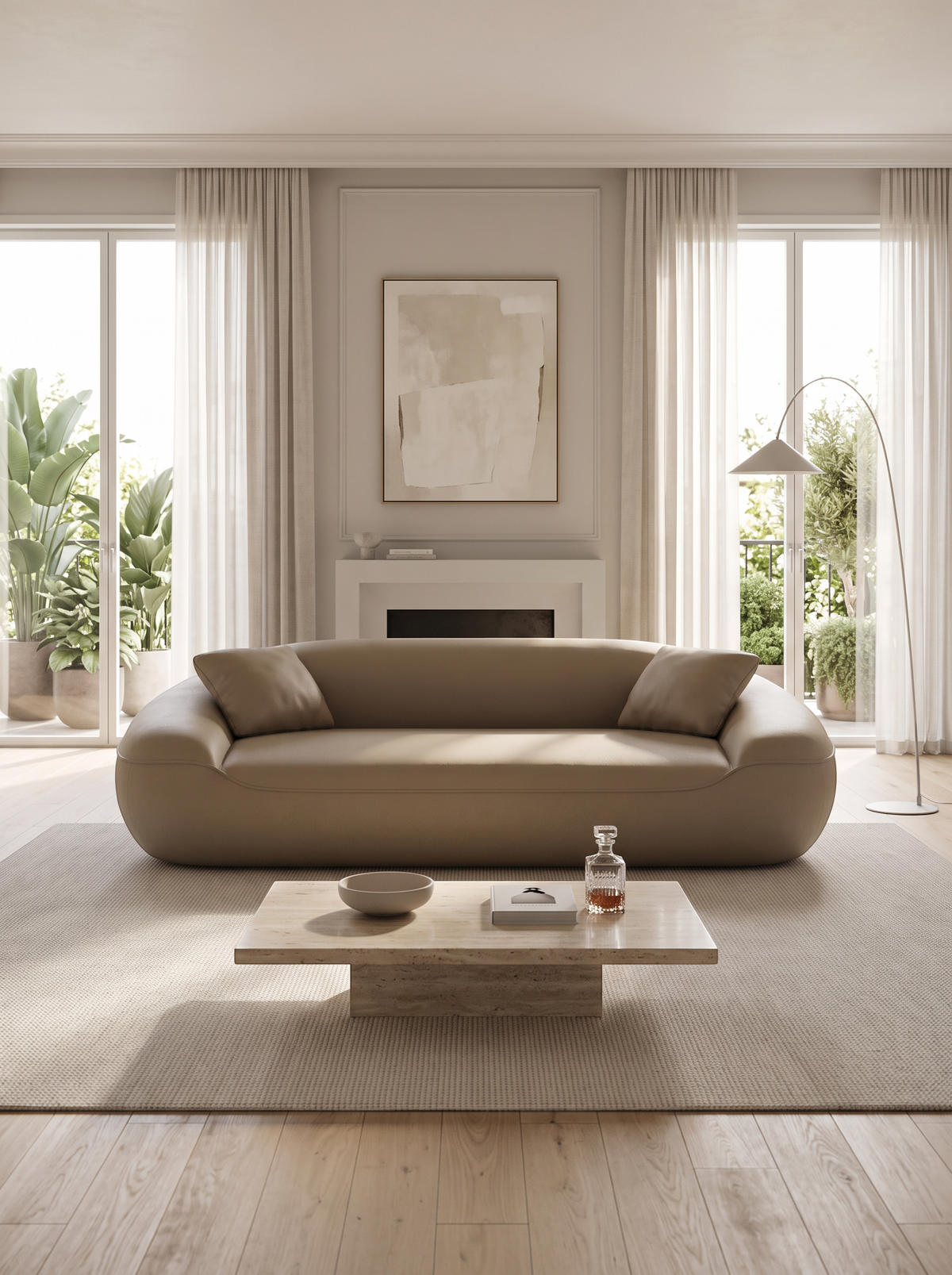 
Canapé design 3 places « Novara » en cuir véritable - Cuir véritable Dark Beige