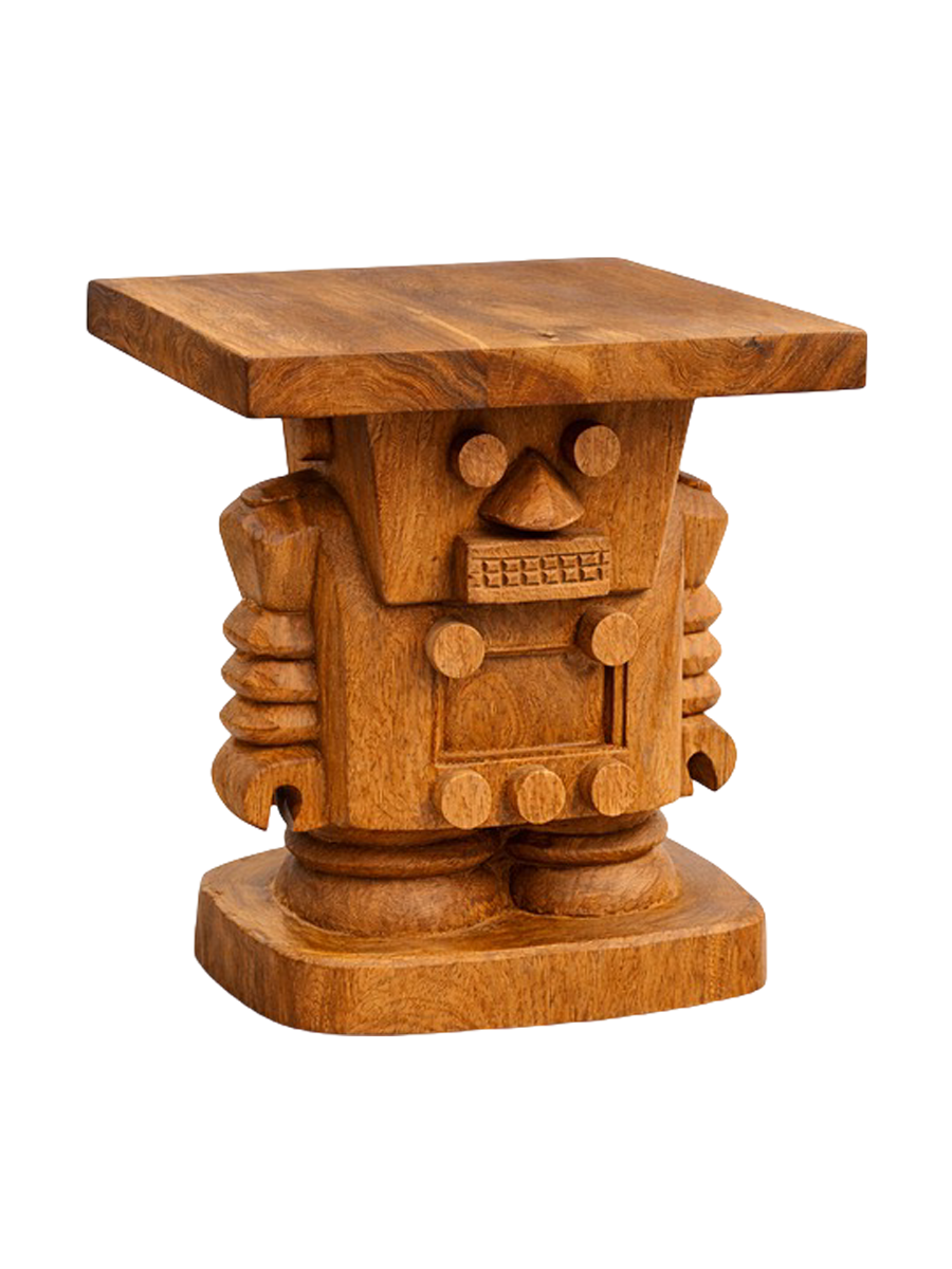 
Solid, hand-carved "Robot" side table