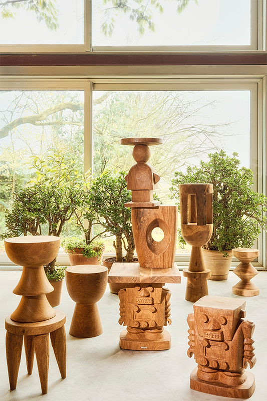 
Solid, hand-carved "Robot" side table