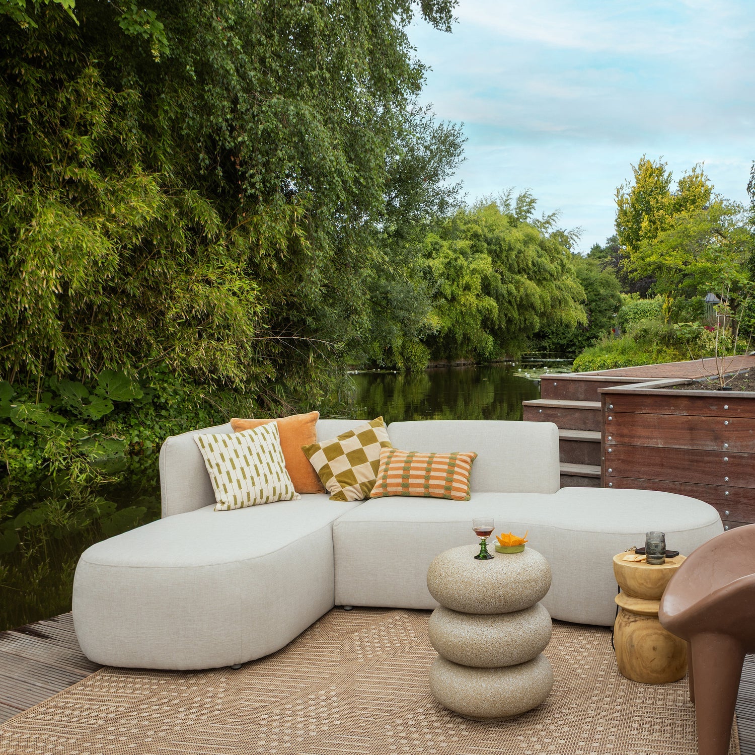 
Ensemble de jardin lounge design « Chios » - Beige / Liens