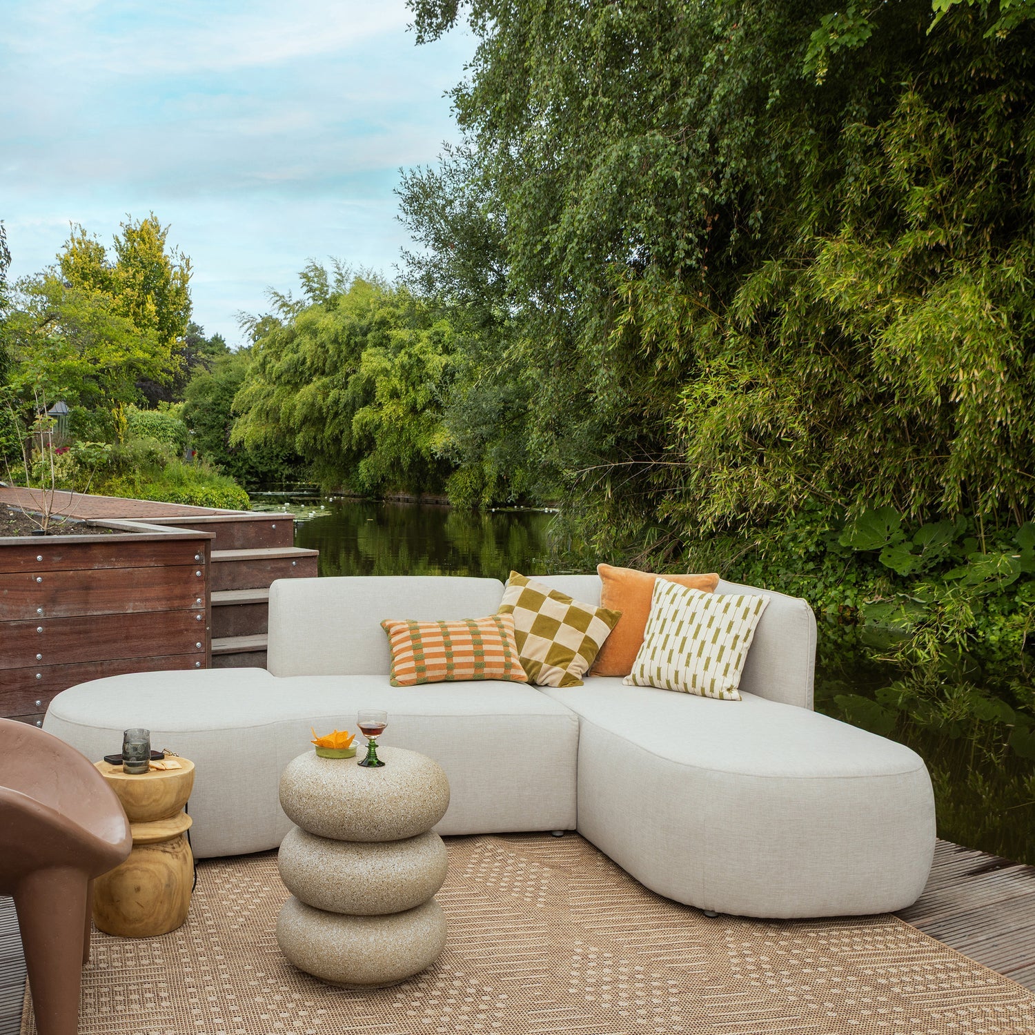 
Ensemble de jardin lounge design « Chios » - Beige / À droite