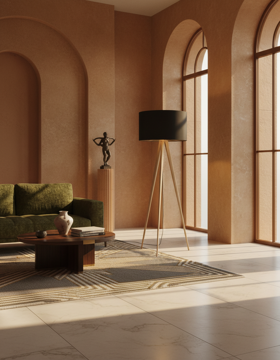 
Lampadaire design « Tripod », différentes couleurs - Noir / Chêne