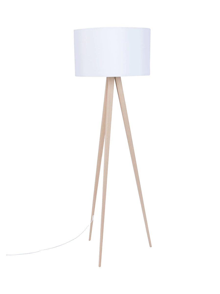 
Lampadaire design « Tripod », différentes couleurs - Blanc / Chêne