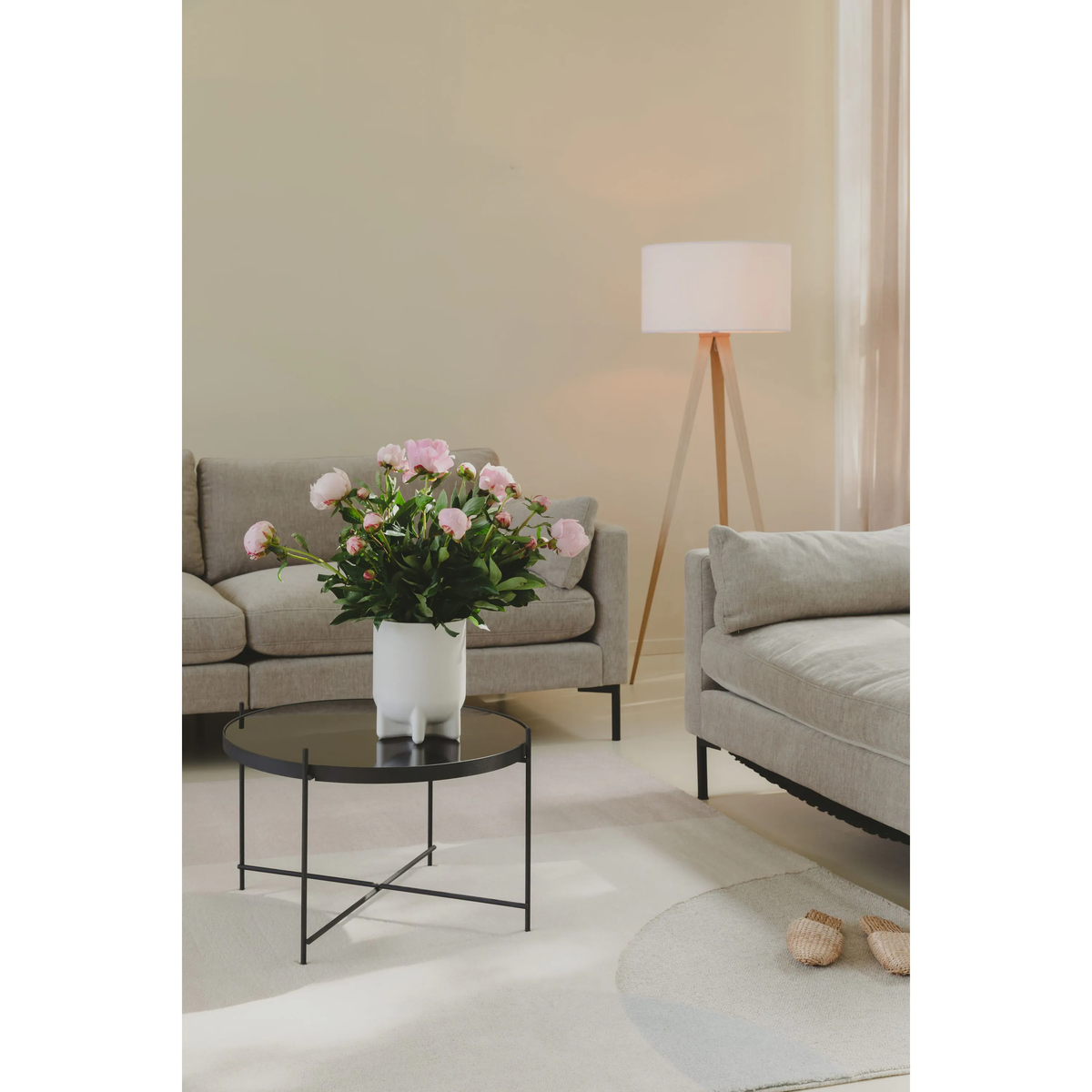
Lampadaire design « Tripod », différentes couleurs - Blanc / Chêne