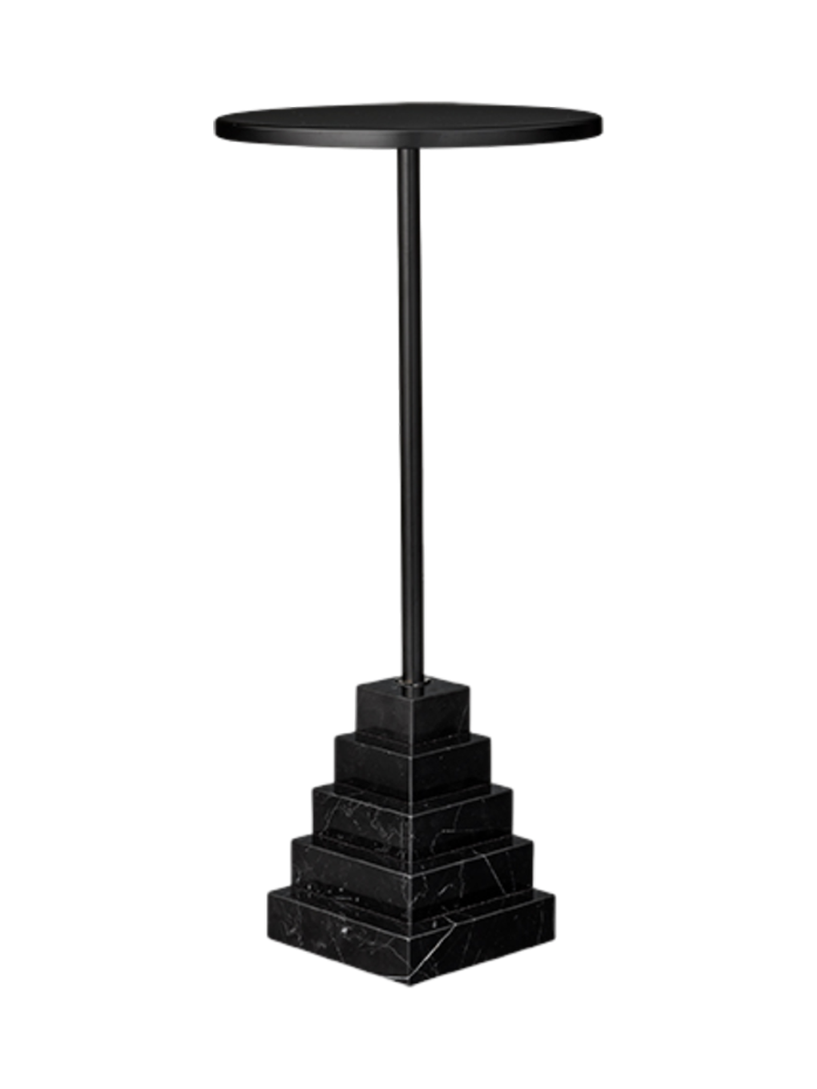 
Table d'appoint et sellette à colonne design marbre « Solum » – Noir - Ø 32 x 55 cm