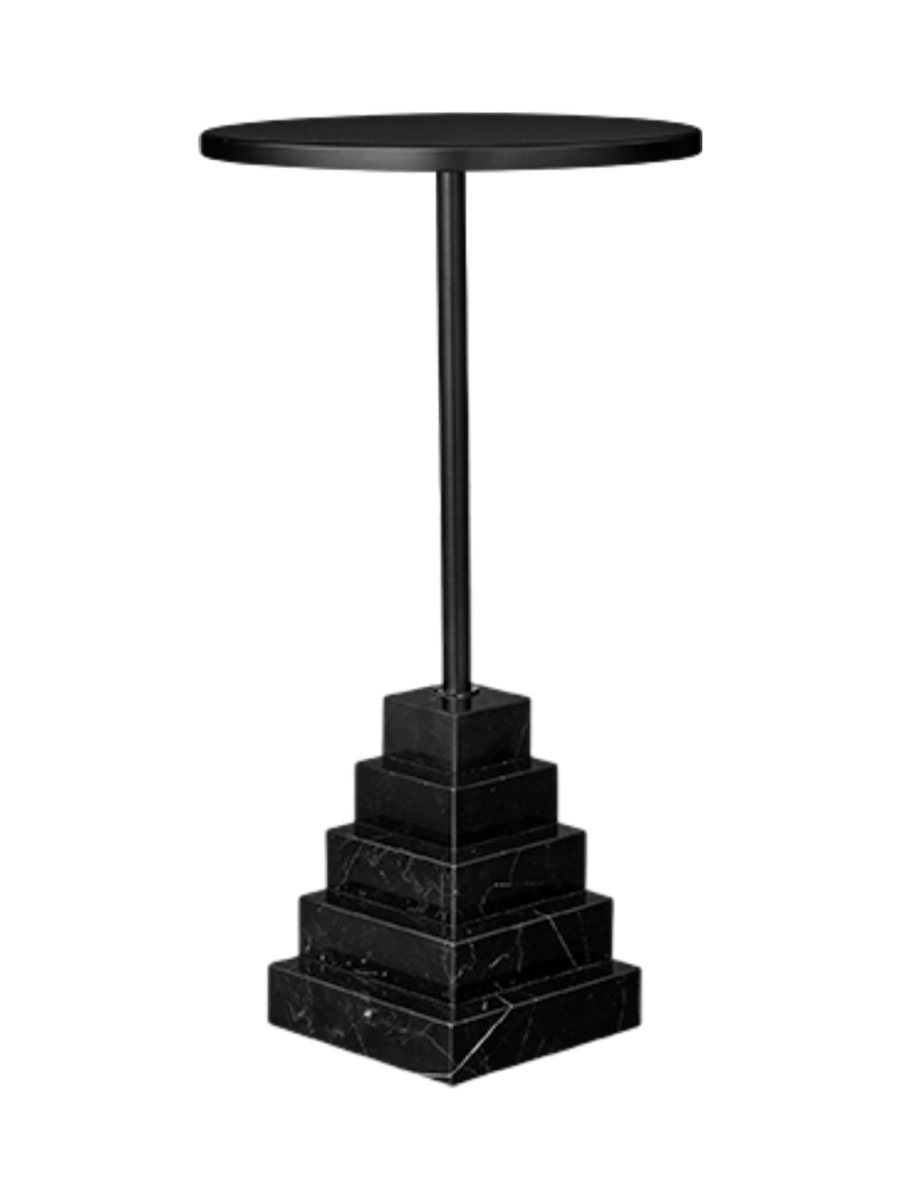 
Table d'appoint et sellette à colonne design marbre « Solum » – Noir - Ø 32 x 67 cm