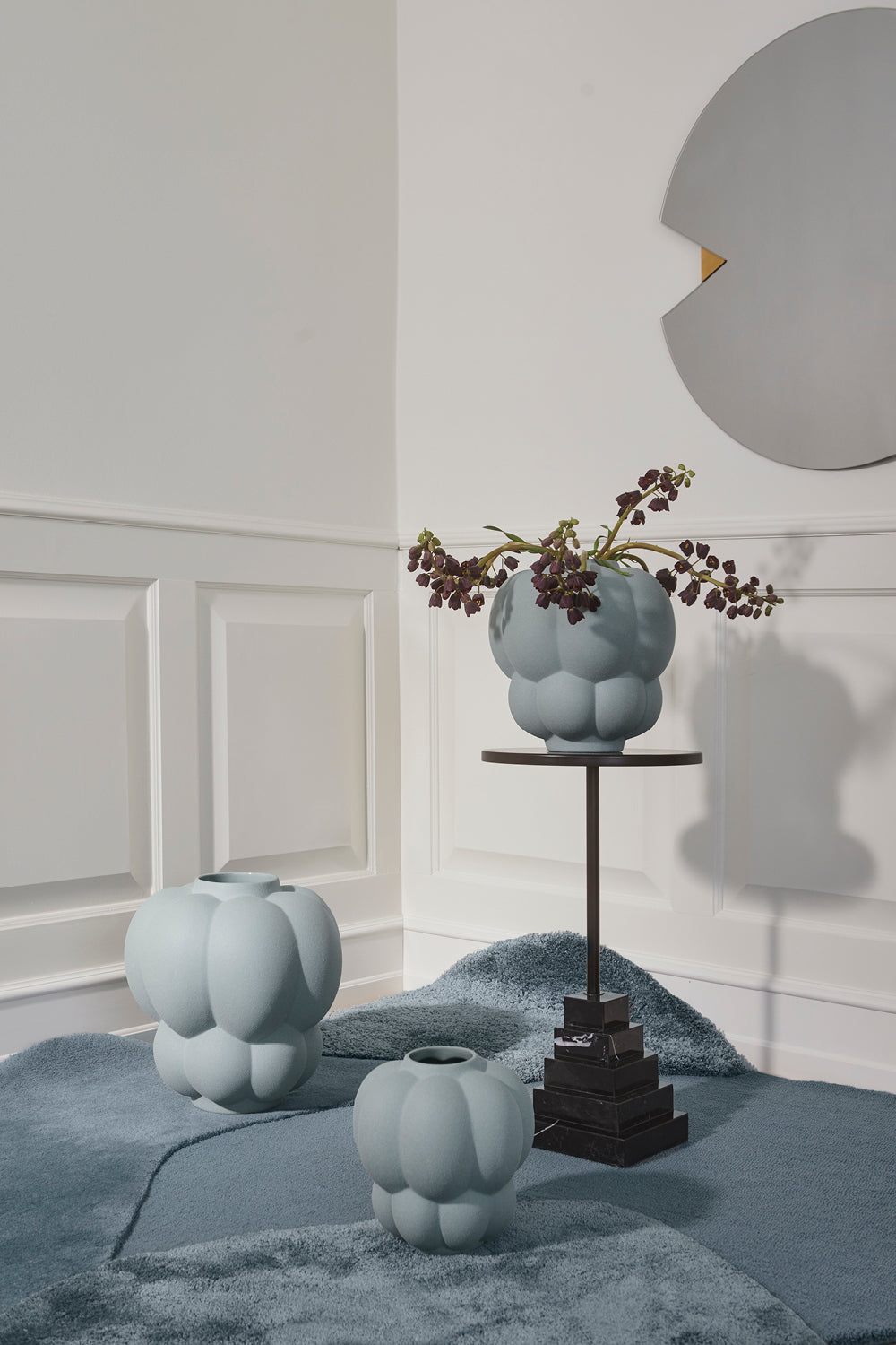 
Table d'appoint et sellette à colonne design marbre « Solum » – Noir - Ø 32 x 67 cm