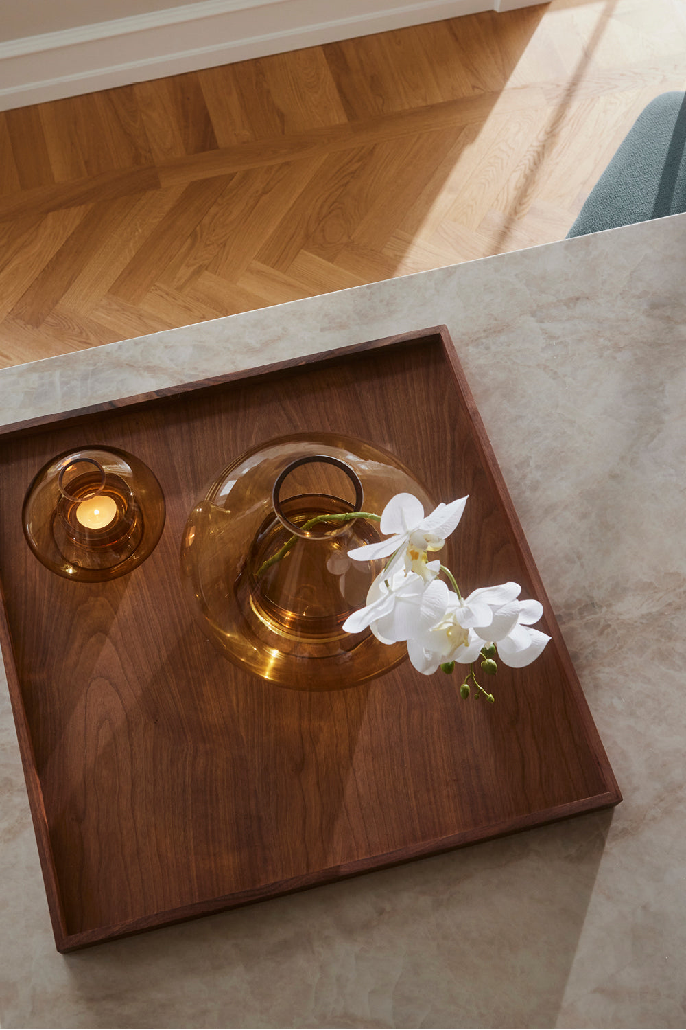 
Large Solid Wood Design Tray "Unity" - Walnut wood