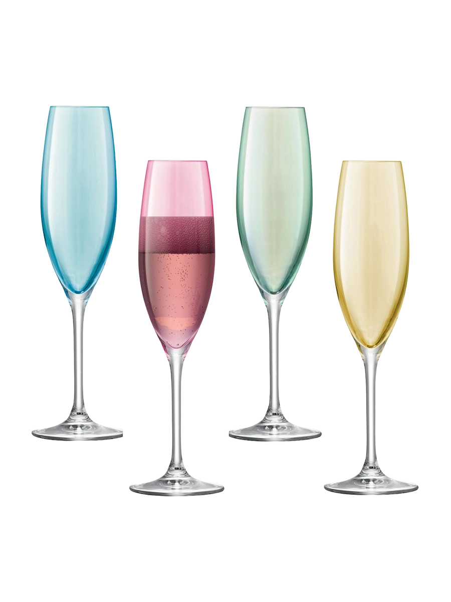 
Hand-blown Champagne Glasses "Polka", Set of 4