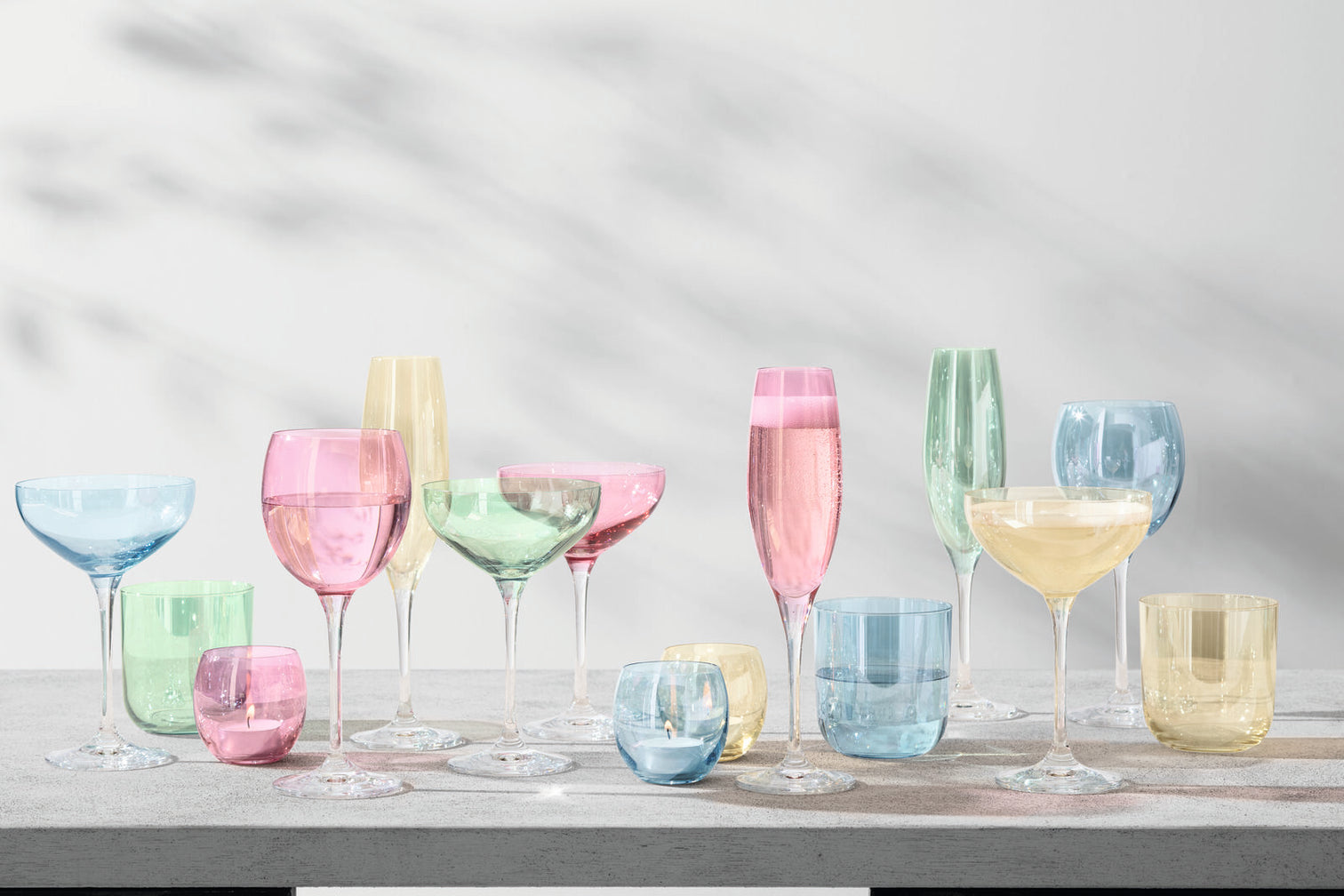 
Hand-blown Champagne Glasses "Polka", Set of 4